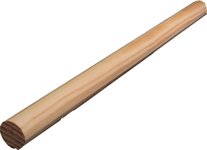 ALEXANDRIA Moulding 00233-20096C1 Round Moulding, 96 in L, 1-9/32 in W, Pine Wood, Pack of 4