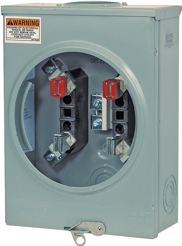 Siemens SUAT111-0G Meter Socket, 1-Phase, 135 A, 600 V, 4-Jaw, Overhead, NEMA 3R Enclosure, Underground Cable Entry