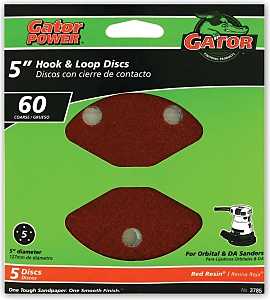 Gator 3785 Sanding Disc, 5 in Dia, 60 Grit, Coarse, Aluminum Oxide Abrasive, Vented