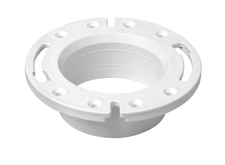 Oatey 43587 Closet Flange, 4 in Connection, PVC, White, For: Most Toilets