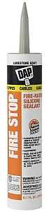 DAP Fire Stop 18806 Silicone Sealant, Limestone Gray, 40 to 110 deg F, 10.1 oz Cartridge