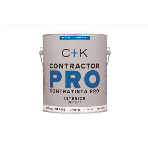 C+K Contractor Pro Eggshell Tint Base Mid-Tone Base Paint Interior 1 gal, Pack of 4