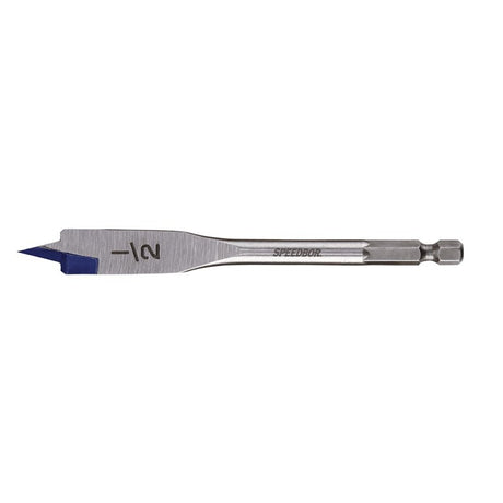 Irwin 87908 Spade Drill Bit, 1/2 in Dia, 4 in OAL, Flat Flute, 1/4 in Dia Shank, Hex Shank