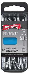 Arrow RMST1/8 Pop Rivet, Medium, 1/4 in L, Stainless Steel, 20/PK