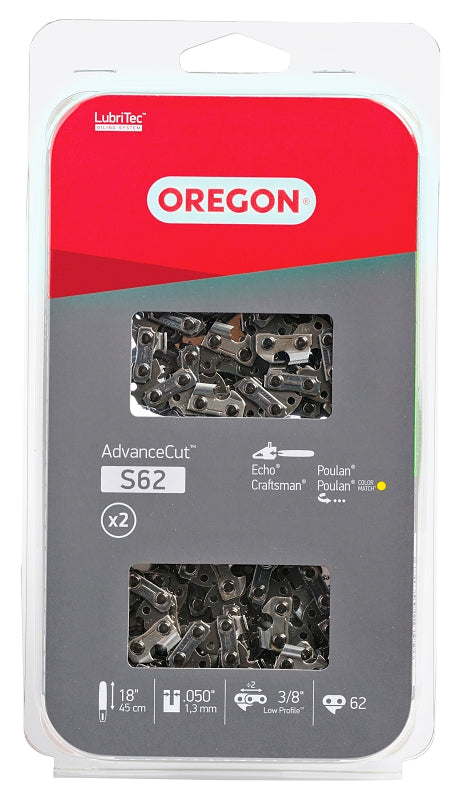 Oregon S62T Chainsaw Chain, 18 in L Bar, 0.05, 3/8 in TPI/Pitch, 62-Link