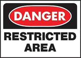 Hy-Ko 501 Danger Sign, Rectangular, RESTRICTED AREA, Black Legend, White Background, Polyethylene, Pack of 5