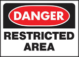 Hy-Ko 501 Danger Sign, Rectangular, RESTRICTED AREA, Black Legend, White Background, Polyethylene, Pack of 5