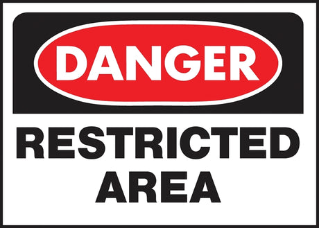 Hy-Ko 501 Danger Sign, Rectangular, RESTRICTED AREA, Black Legend, White Background, Polyethylene, Pack of 5