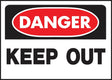 Hy-Ko 512 Danger Sign, Rectangular, KEEP OUT, Black Legend, White Background, Polyethylene, 14 in W x 10 in H Dimensions, Pack of 5