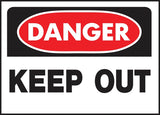 Hy-Ko 512 Danger Sign, Rectangular, KEEP OUT, Black Legend, White Background, Polyethylene, 14 in W x 10 in H Dimensions, Pack of 5