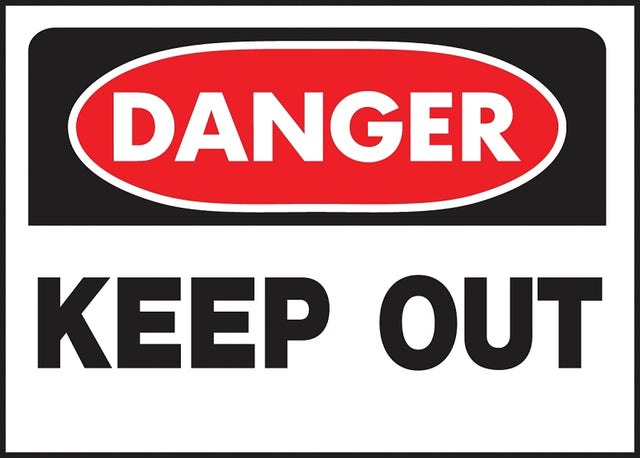 Hy-Ko 512 Danger Sign, Rectangular, KEEP OUT, Black Legend, White Background, Polyethylene, 14 in W x 10 in H Dimensions, Pack of 5