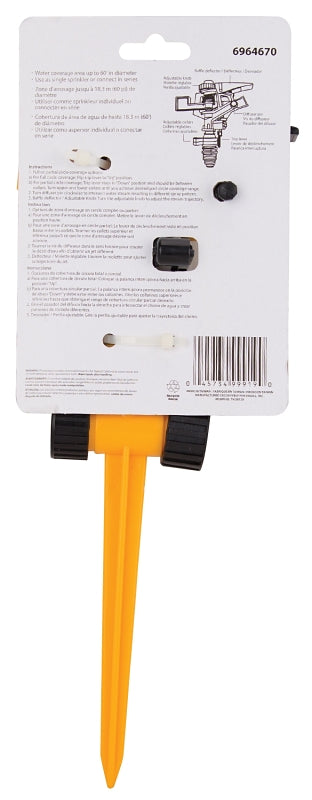 Landscapers Select DY601-7053L Lawn Sprinkler with 2-Way Spike, Female, Round, Plastic