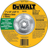 DEWALT DW4759 Grinding Wheel, 7 in Dia, 1/4 in Thick, 5/8-11 in Arbor, 24 Grit, Very Coarse, Silicone Carbide Abrasive