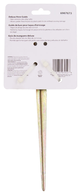 Landscapers Select GM-203 Hose Guide, 10-5/8 in OAL, Plastic Guide, Metal Spike, Black/Yellow