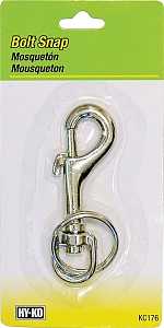 Hy-Ko KC176 Bolt Snap, 5-1/2 in L x 2-3/4 in W x 1/2 in H Dimensions, Large, Pack of 5