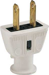 Eaton Wiring Devices 183W-BOX Electrical Plug, Flat, 21/64 in, 2-Pole, 15 A, 125 V, NEMA: NEMA 5-15, White, Pack of 25