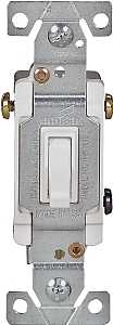 Eaton 1303-7W-10-L Toggle Switch, 15 A, 120 V, 3-Position, Push-In Terminal, Polycarbonate Housing Material, White
