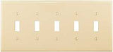 Eaton Wiring Devices PJ5V Wallplate, 10-1/2 in L, 4.88 in W, 5 -Gang, Polycarbonate, Ivory, High-Gloss