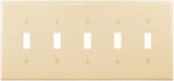 Eaton Wiring Devices PJ5V Wallplate, 10-1/2 in L, 4.88 in W, 5 -Gang, Polycarbonate, Ivory, High-Gloss