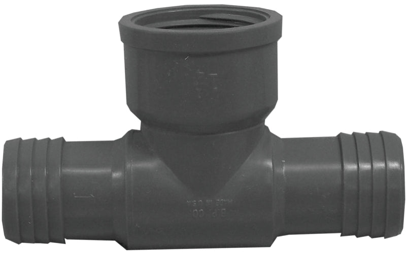 Boshart UPVCFRT-121205 Combination Reducing Pipe Tee, 1-1/4 x 1/2 in, Insert x FIP, Polyethylene, Black