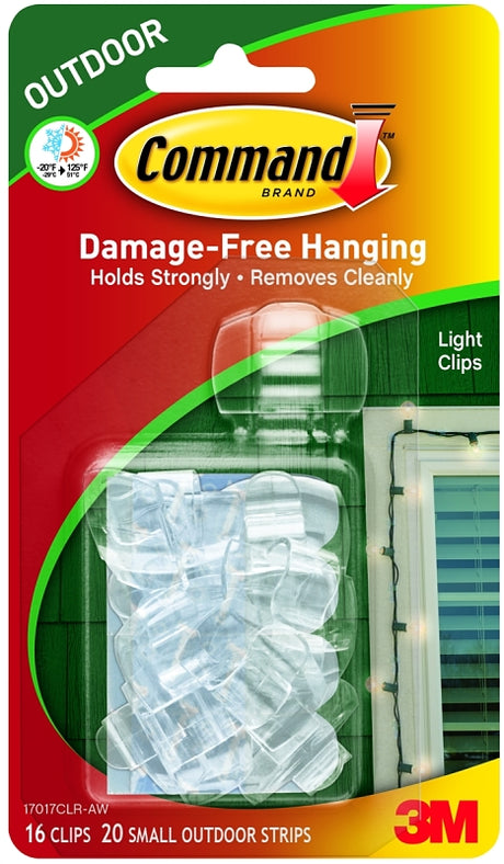 Command 17017CLR-AW Light Clip, Plastic, Clear