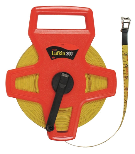 Crescent Lufkin FE150/1707 Tape Measure, 150 ft L Blade, 1/2 in W Blade, Fiberglass Blade, ABS Case, Orange Case