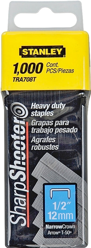 STANLEY TRA708T Staple, 27/64 in W Crown, 1/2 in L Leg, Galvanized