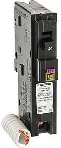 Square D HOM120DFC Circuit Breaker, Dual Function, Mini, 20 A, 1-Pole, Plug, 120 V