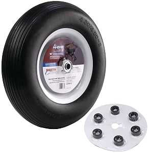 MARTIN Wheel 408RBPU32 Wheelbarrow Flat Free Wheel with Universal Hub, 4.8 x 4/8 in Tire, 16 in Dia Tire, Ribbed Tread