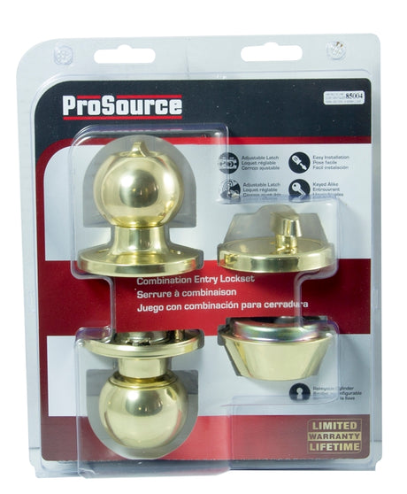 ProSource B37B1-PS Deadbolt and Entry Lockset, Turnbutton Lock, Saturn Design, Polished Brass, 3 Grade, Brass, Pack of 2