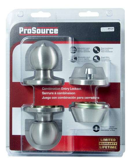 ProSource B36B1-PS Deadbolt and Entry Lockset, Turnbutton Lock, Saturn Design, Stainless Steel, 3 Grade, Stainless Steel, Pack of 2