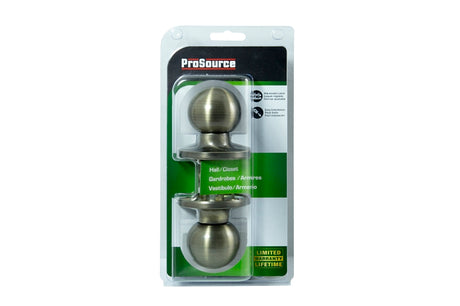 ProSource T3830V-PS Passage Knob, Metal, Antique Brass, 2-3/8 to 2-3/4 in Backset, 1-3/8 to 1-3/4 in Thick Door