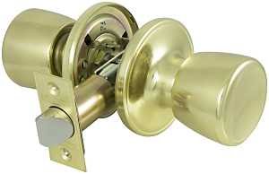 ProSource TS730V-PS Passage Knob, Metal, Polished Brass, 2-3/8 to 2-3/4 in Backset, 1-3/8 to 1-3/4 in Thick Door