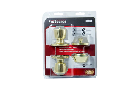 ProSource BS7B1-PS Deadbolt and Entry Lockset, Turnbutton Lock, Knob Handle, Tulip Design, Polished Brass, 3 Grade, Pack of 2