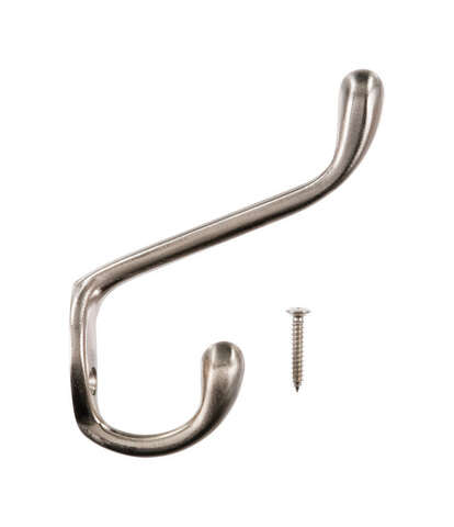 Ace 3-1/2 in. L Satin Nickel Silver Metal Large Garment Hook 1 pk, Pack of 5