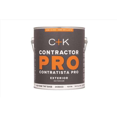 C+K Contractor Pro Semi-Gloss White Paint Exterior 1 gal, Pack of 4