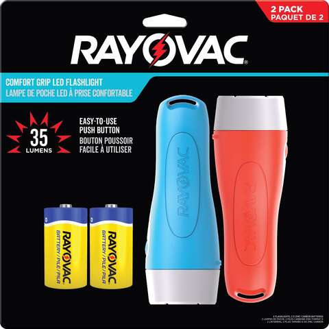 Rayovac Comfort Grip 35 lm Assorted LED Flashlight D Battery