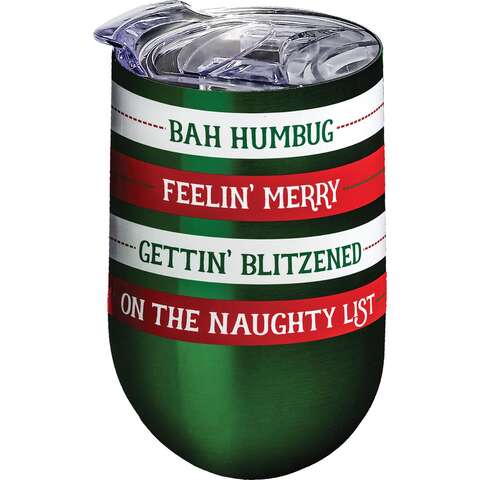 Spoontiques 5.75 in. Christmas Quotes Wine Tumbler 1 pk