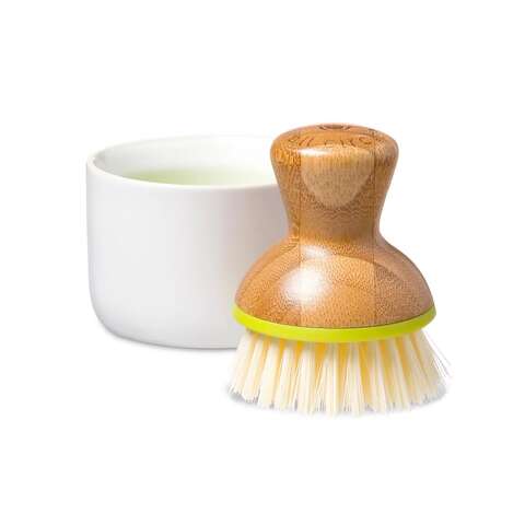 Full Circle Bubble Up 2.36 in. W Medium Bristle 4.92 in. Bamboo Handle Mini Brush Scrubber w/Holder