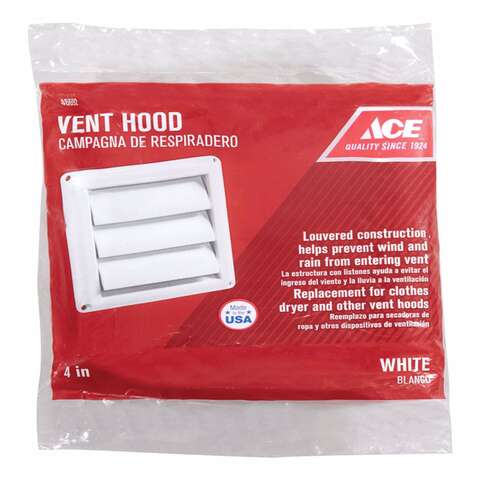 Ace 4 in. W X 4 in. L White Plastic Replacement Vent Hood, Pack of 6