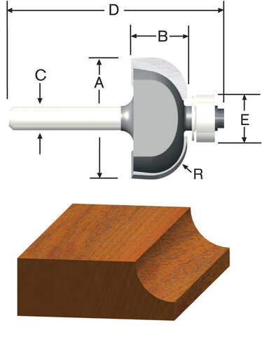 Vermont American 1-1/2 in. D X 1/2 in. X 2-7/16 in. L Carbide Tipped Cove Router Bit