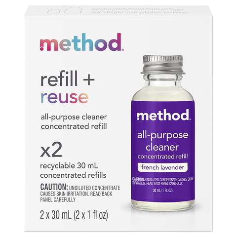 Method French Lavender Scent Concentrated All Purpose Cleaner Refill Liquid 1 oz, Pack of 12