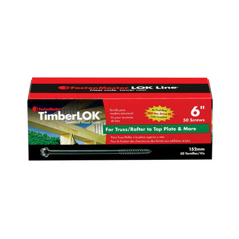 FastenMaster TimberLOK No. 10 X 6 in. L Hex Epoxy Coarse Wood Screws 50 pk