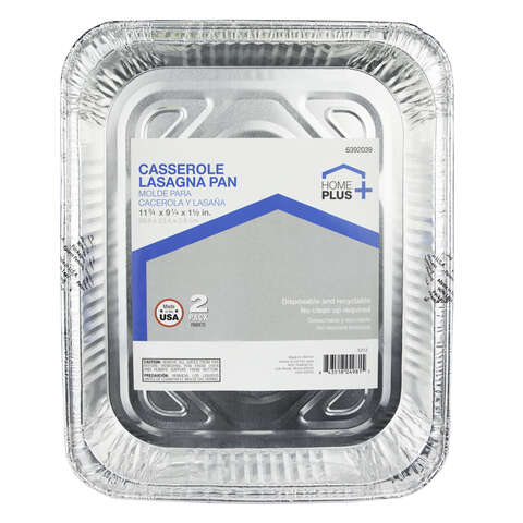 Home Plus Durable Foil 9-1/4 in. W X 11-3/4 in. L Casserole Lasagna Pan Silver 2 pc, Pack of 12