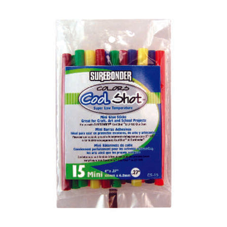 Surebonder 0.3 in. D X 4 in. L Cool Shot Mini Glue Sticks Assorted Colors 15 pk