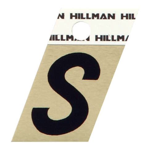 HILLMAN 1.5 in. Black Aluminum Self-Adhesive Letter S 1 pc, Pack of 6