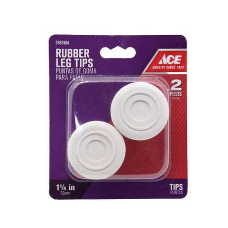 Ace Rubber Leg Tip Off-White Round 1-1/4 in. W 2 pk