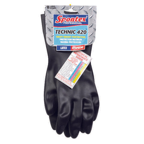 Spontex Technic 420 Latex/Neoprene Cleaning Gloves L Black 1 pk