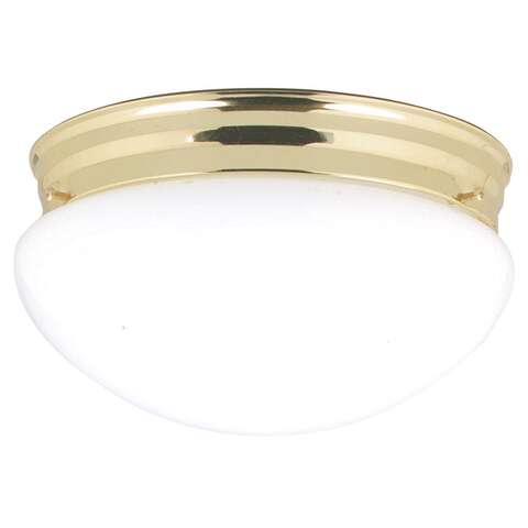 Westinghouse 4-3/4 in. H X 8-7/8 in. W X 8-7/8 in. L Polished Brass White Ceiling Light