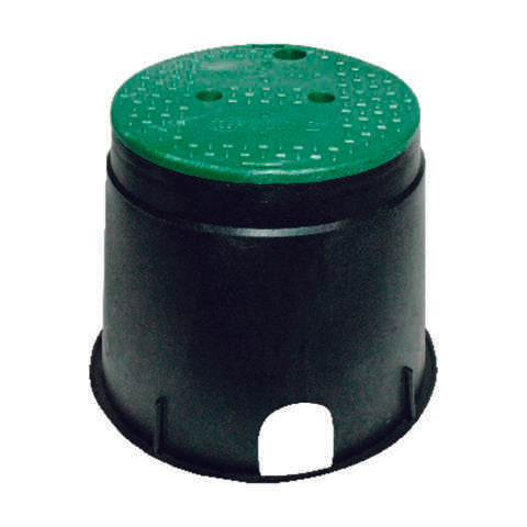 NDS 12-13/16 in. W X 10-7/16 in. H Round Valve Box with Overlapping Cover Black/Green